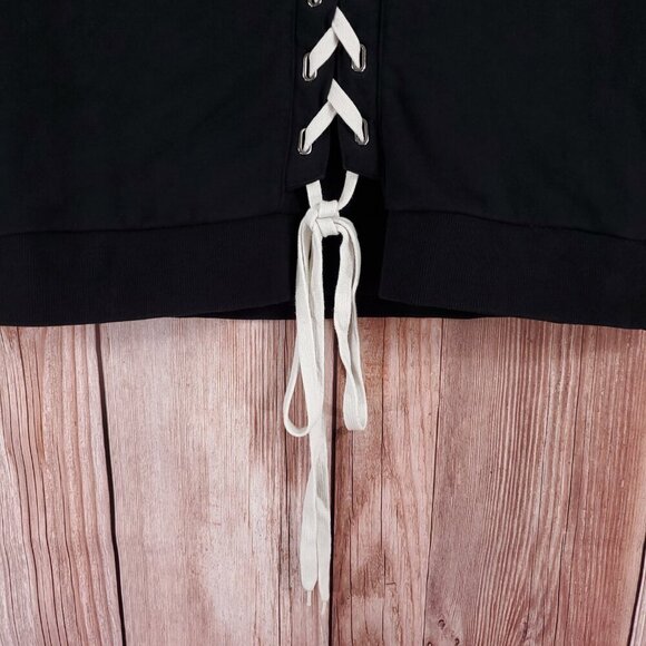 *READ* DBYDGNAK Unisex Size Large Black Back Lace Up Sweatshirt - Picture 13 of 16